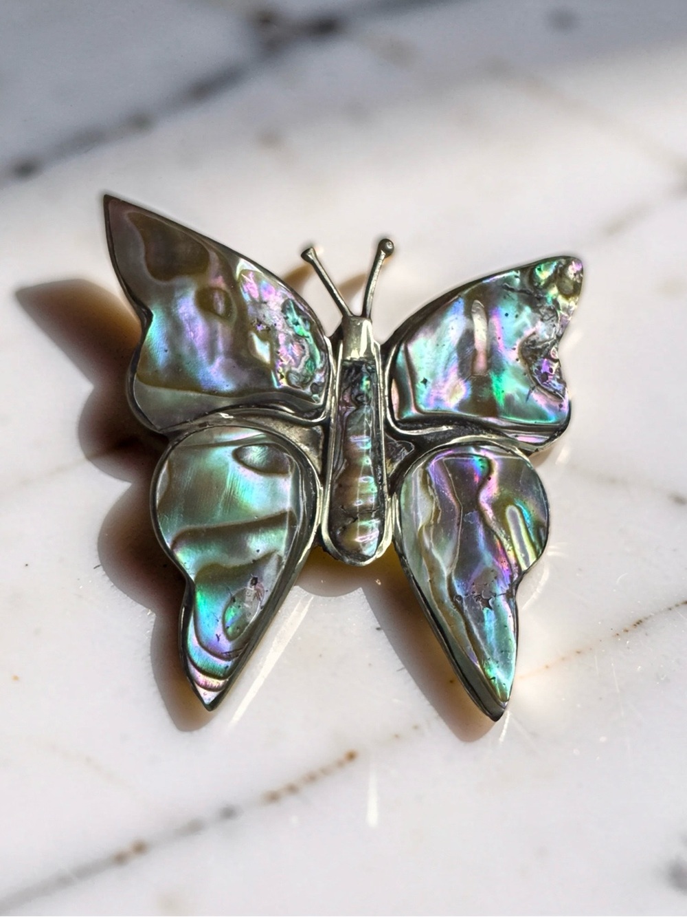 México Abalone Shell Butterfly Brooch